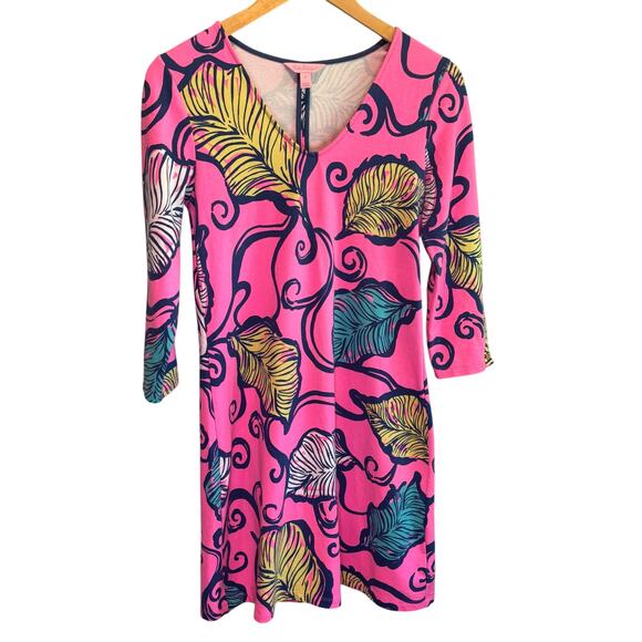Lilly Pulitzer Clarke Leaves in the Breeze Tropical Print Terry Cotton Dress - S - Picture 1 of 6